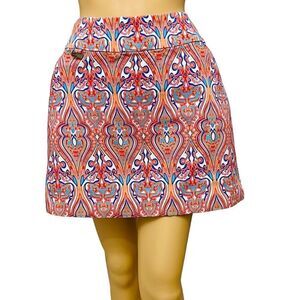 Peck & Peck Activewear Golf Tennis Multicolor Print Pull On Skirt Skort 4P NWOT